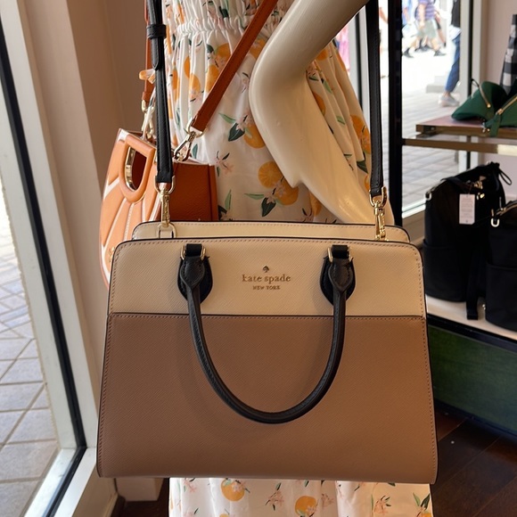 Kate Spade Madison Safiano Leather Medium Satchel Handbag Toasted  HazelnutNWT